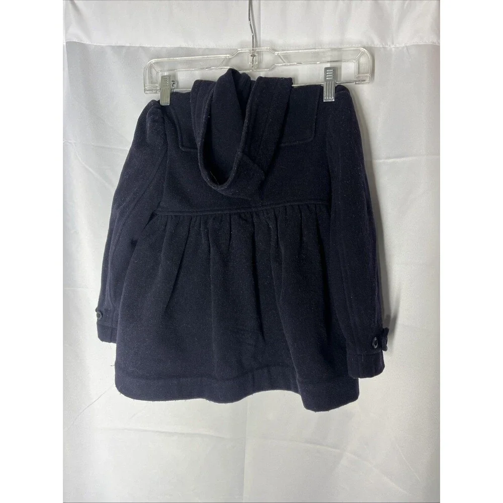 RALPH LAUREN Navy Blue Toggle Wool Blend Coat Hoodie Kids Sz 5 Classic